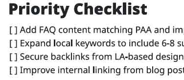 Priority checklist sample